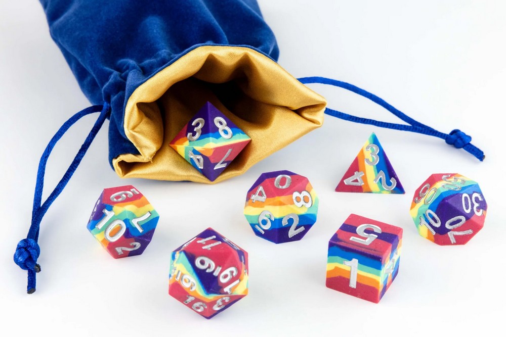 Fanroll: Small Velvet Dice Bag: Purple w/ Gold Satin