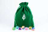 Fanroll: Large Velvet Dice Bag: Green w/ Gold Satin