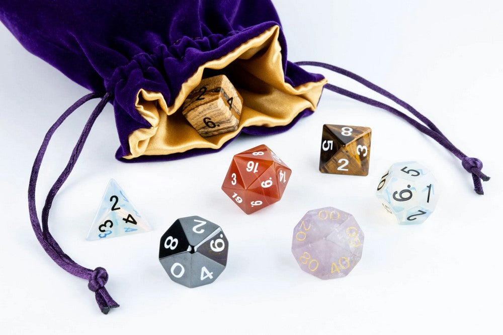 Fanroll: Large Velvet Dice Bag: Purple w/ Gold Satin
