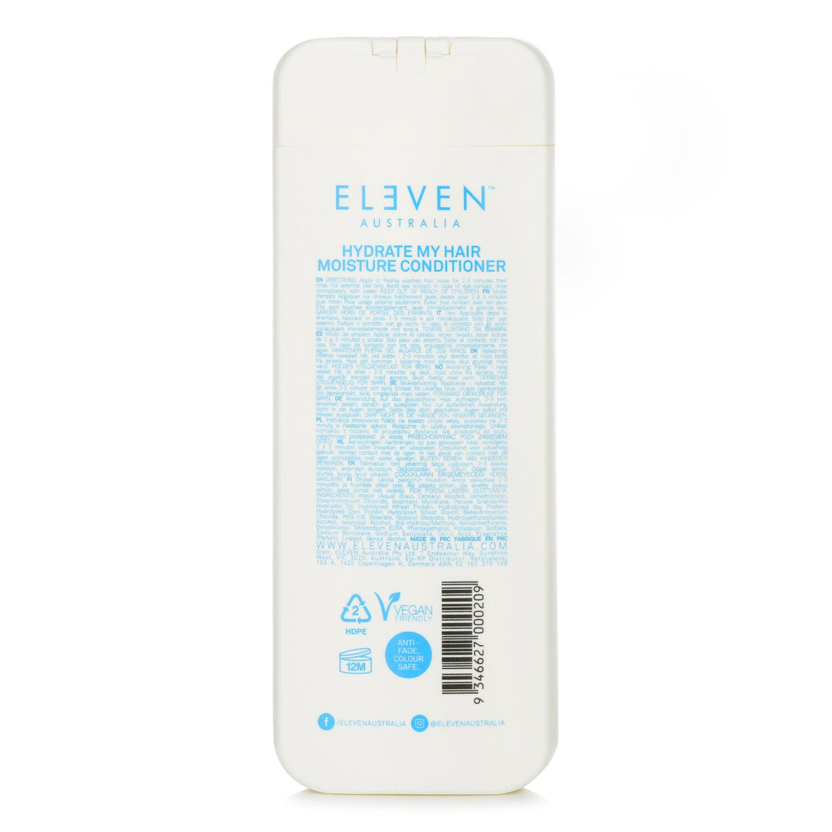 A 300ml bottle of Eleven Australia's Hydrate My Hair Moisture Conditioner, enriched with avocado oil for deep hydration.