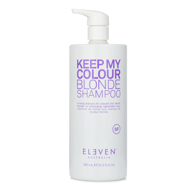 Vegan-friendly toning shampoo for colored and natural blondes, combats brassiness, strengthens, and nourishes hair.