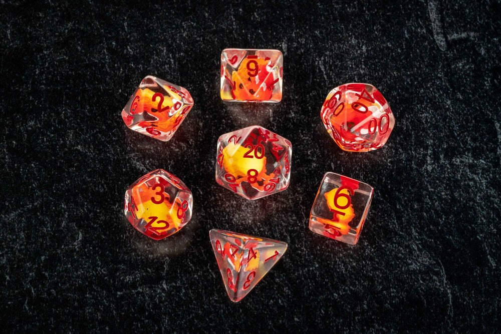 Fanroll: Dragon Storm Inclusion Resin Dice Set: Red Dragon