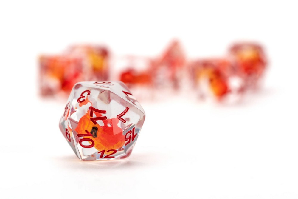 Fanroll: Dragon Storm Inclusion Resin Dice Set: Red Dragon