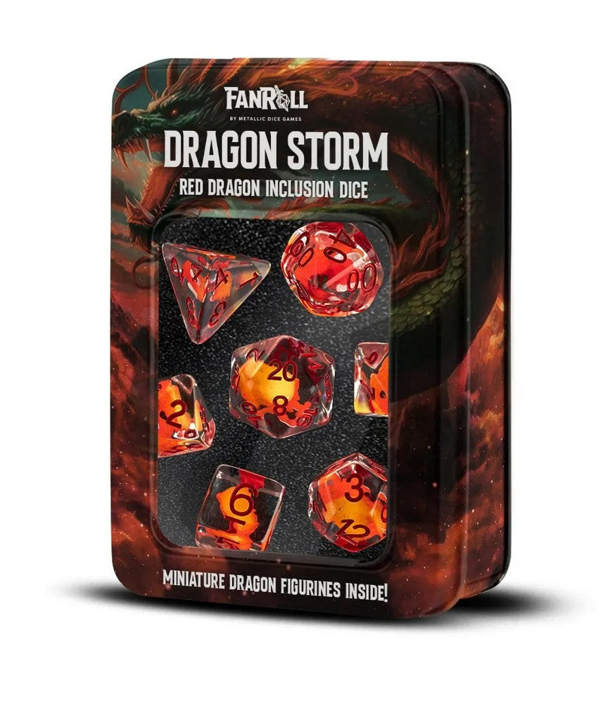 Fanroll: Dragon Storm Inclusion Resin Dice Set: Red Dragon