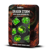 Fanroll: Dragon Storm Inclusion Resin Dice Set: Green Dragon