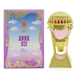 A golden bottle of Anna Sui - Sky Eau De Toilette Spray, a floral fruity fragrance for young women, designed for spring and summer.