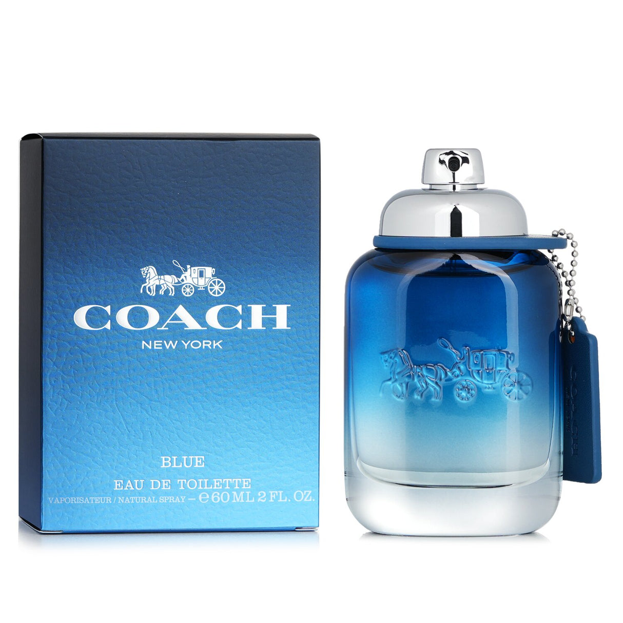 Coach Blue Eau De Toilette 60ml for men, featuring fresh notes of lime, grapefruit, and cedarwood, ideal for daytime adventures.