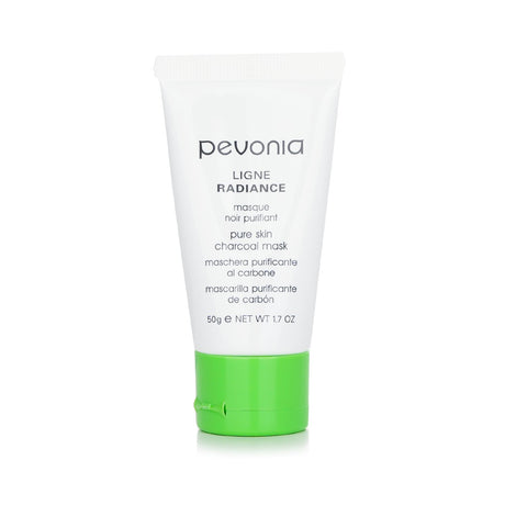 Pevonia Botanica Radiance Pure Skin Charcoal Mask showcasing its 50ml packaging, designed for brightening and detoxifying skin.