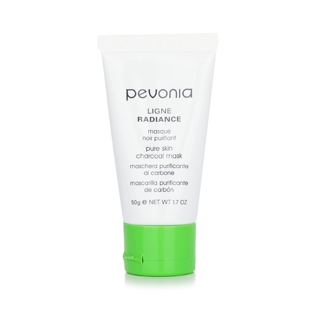 Pevonia Botanica Radiance Pure Skin Charcoal Mask showcasing its 50ml packaging, designed for brightening and detoxifying skin.