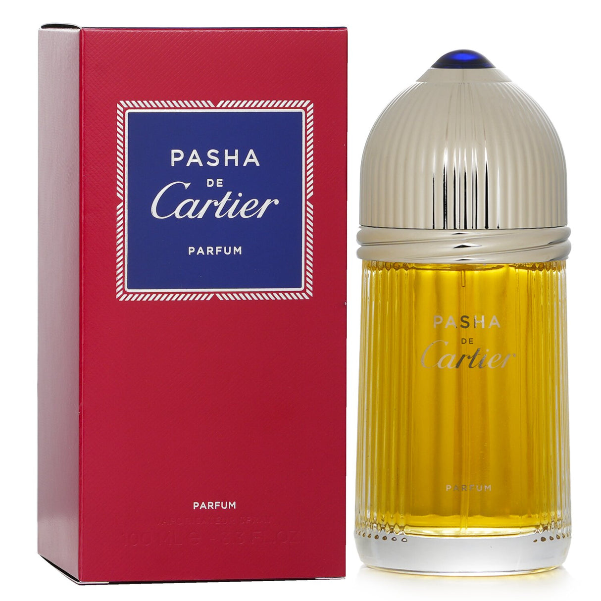 Cartier Pasha Parfum Spray 100ml, an oriental fougere scent for men featuring woody, warm notes perfect for fall and winter.