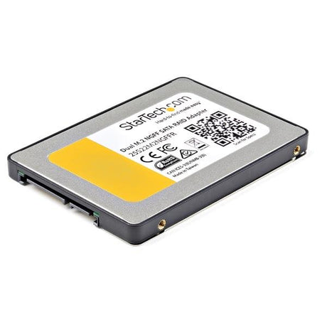 Dual M.2 NGFF SATA adapter enabling RAID setups for enhanced SSD performance and data redundancy in a 2.5" drive bay.