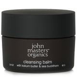 John Masters Organics Cleansing Balm with Kokum Butter & Sea Buckthorn, 80g, transforms from balm to oil, removing impurities effortlessly.