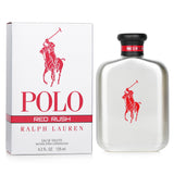 Refreshing Ralph Lauren Polo Red Rush Eau De Toilette Spray, featuring fruity notes of pineapple, orange, and mint in a 125ml bottle.