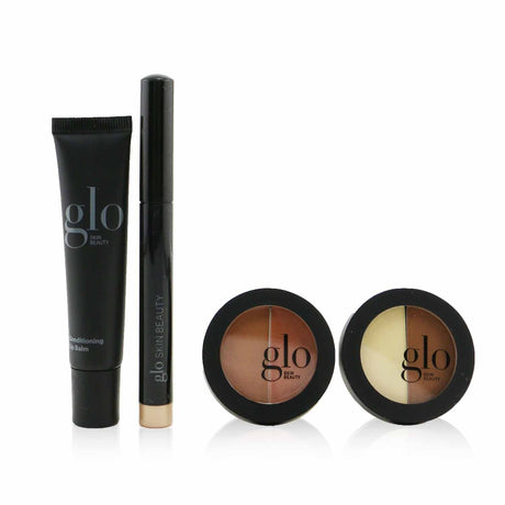 Glo Skin Beauty In The Nudes set featuring shadow stick, blush duo, eyeshadow duo, and lip balm for stunning, effortless looks.