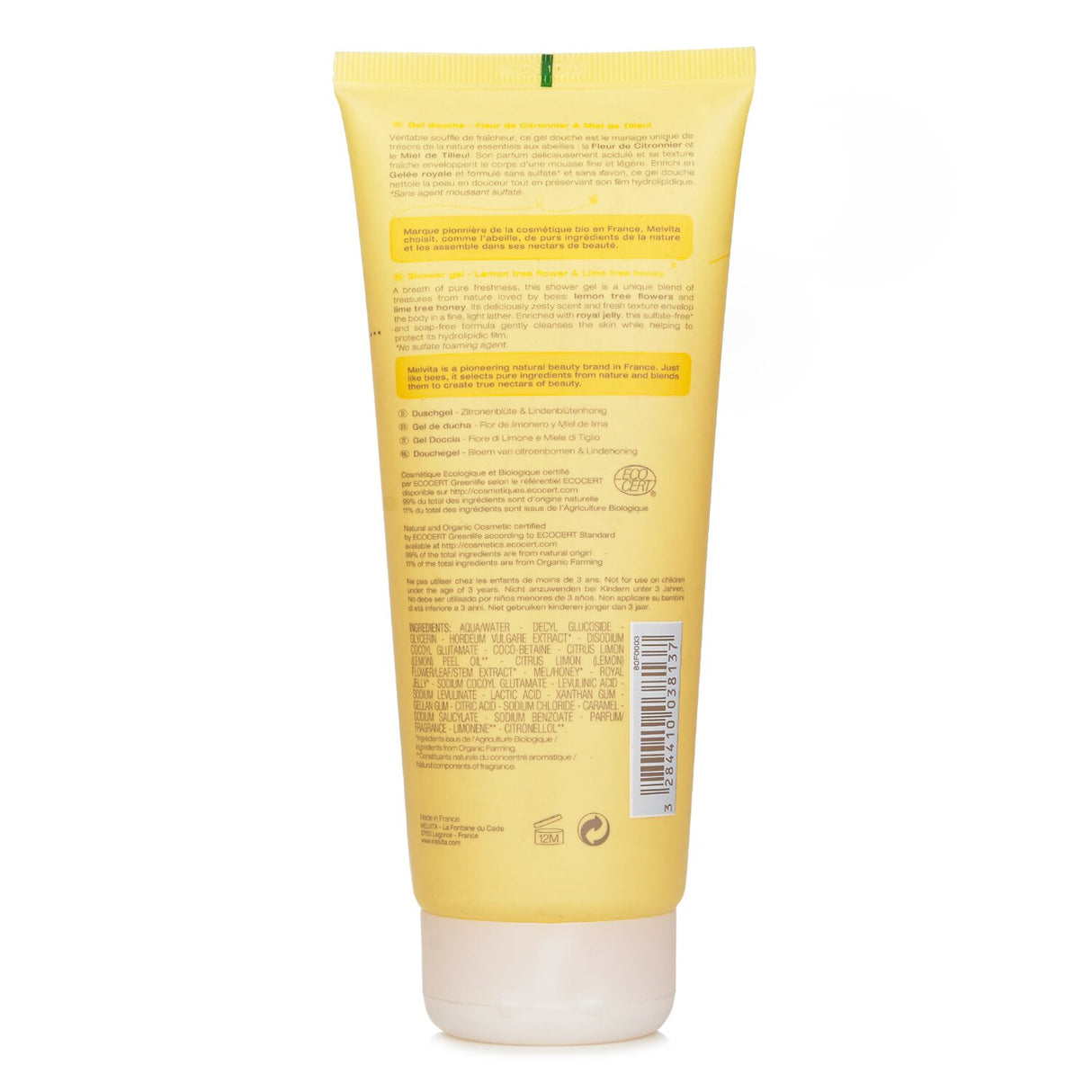 Sulfate-free shower gel with soothing lemon and lime scents, enriched with royal jelly for soft, hydrated skin.