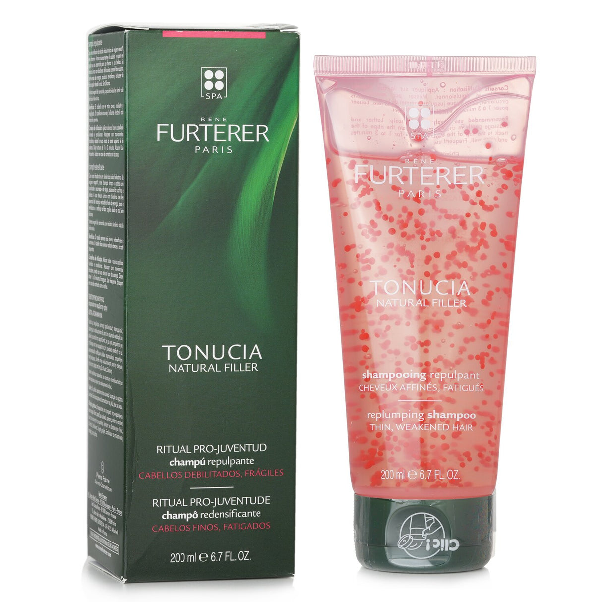 Rene Furterer Tonucia shampoo for thin hair, enriched with Tamarind and wheat proteins for hydration, bounce, and strength.