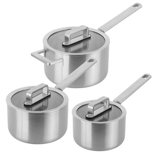 Stainless Steel Saucepan Set Scanpan Elektra 3 Piece 16cm 18cm 20cm