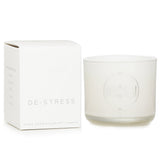 Natural wax candle in glass, infused with lavender and geranium for relaxation; burns for 50 hours.
