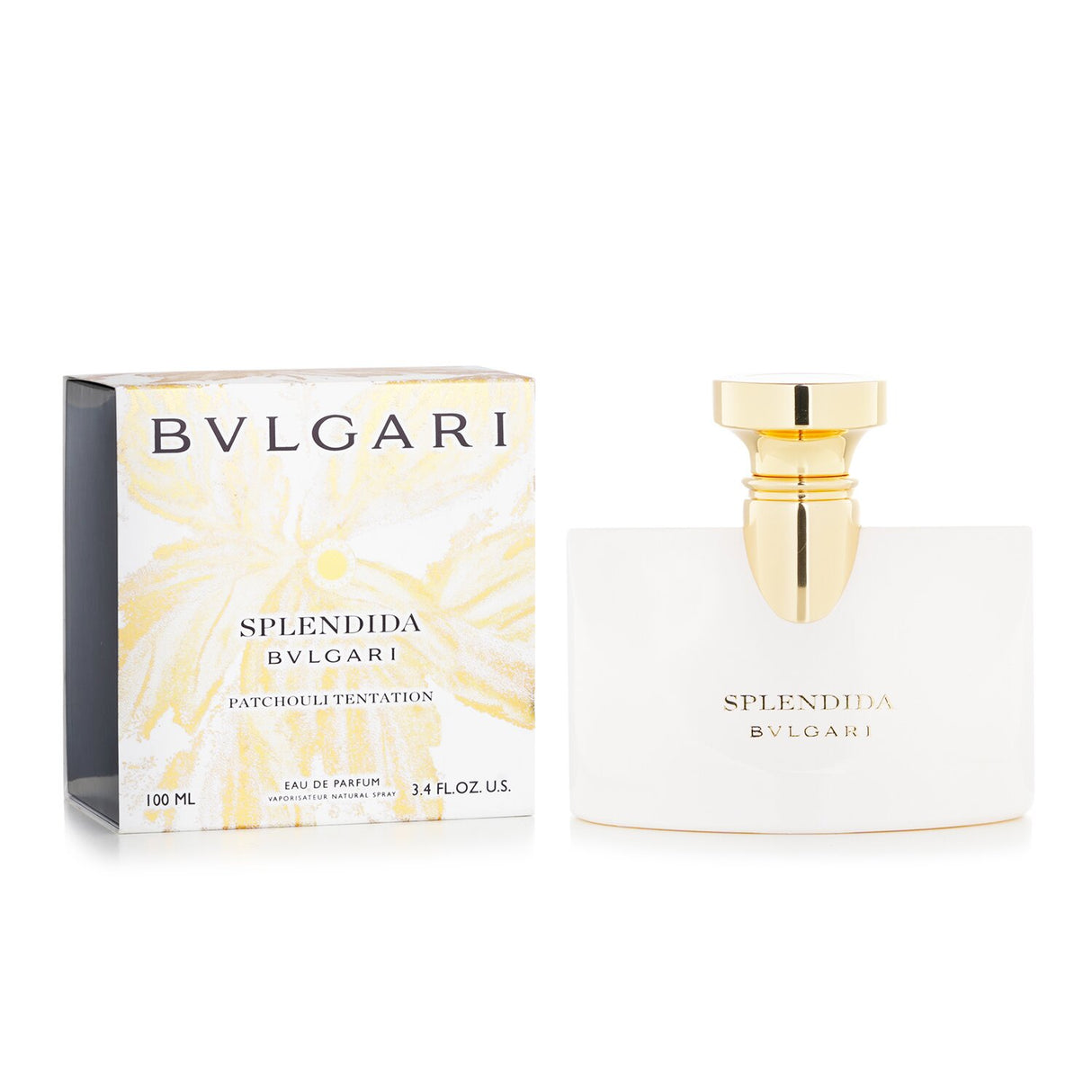 Luxurious Bvlgari Splendida Patchouli Tentation Eau De Parfum in 100ml, blending patchouli, peach, and musk for elegance.