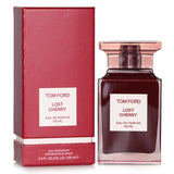 Bottle of Tom Ford - Private Blend Lost Cherry Eau De Parfum Spray, featuring rich cherry and floral notes in a 100ml size.