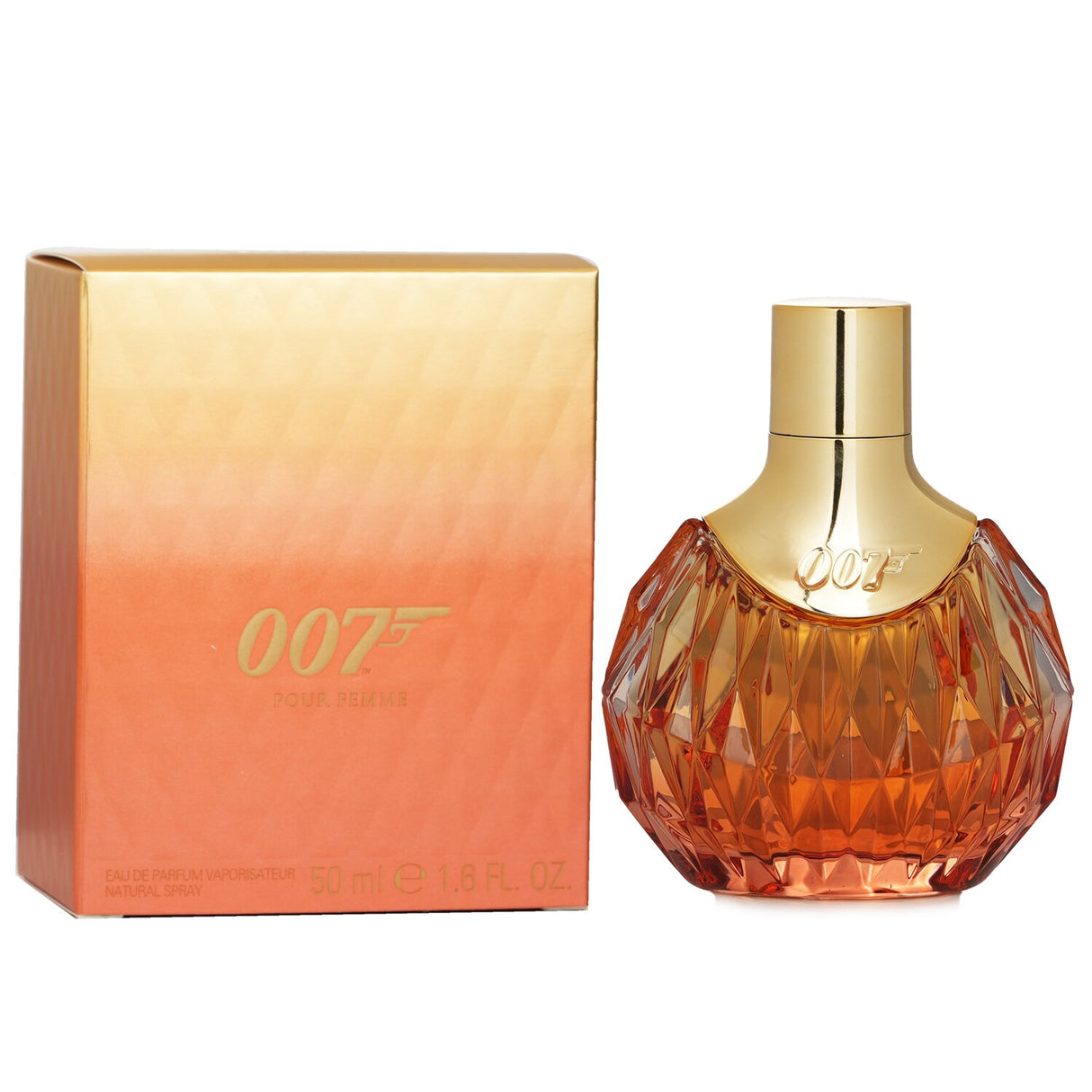 James Bond 007 Pour Femme 50ml, an amber floral fragrance with notes of pear, jasmine, and vanilla, perfect for confident women.