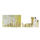 Travel-sized Estee Lauder skincare collection featuring a 50ml cream, 30ml serum, and more for ageless beauty on the go.