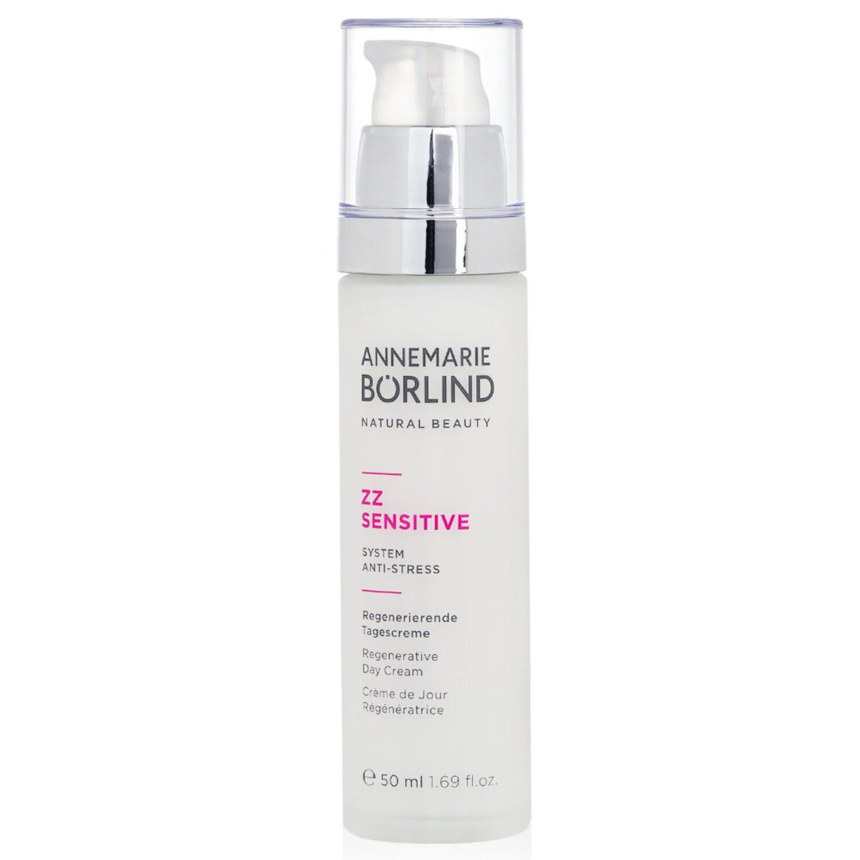 Soothing day cream for sensitive skin with prebiotic complex and white lupine for collagen synthesis and wrinkle reduction.