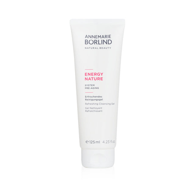 Energizing cleansing gel for normal to dry skin, removes makeup gently with organic caffeine for revitalized complexion.