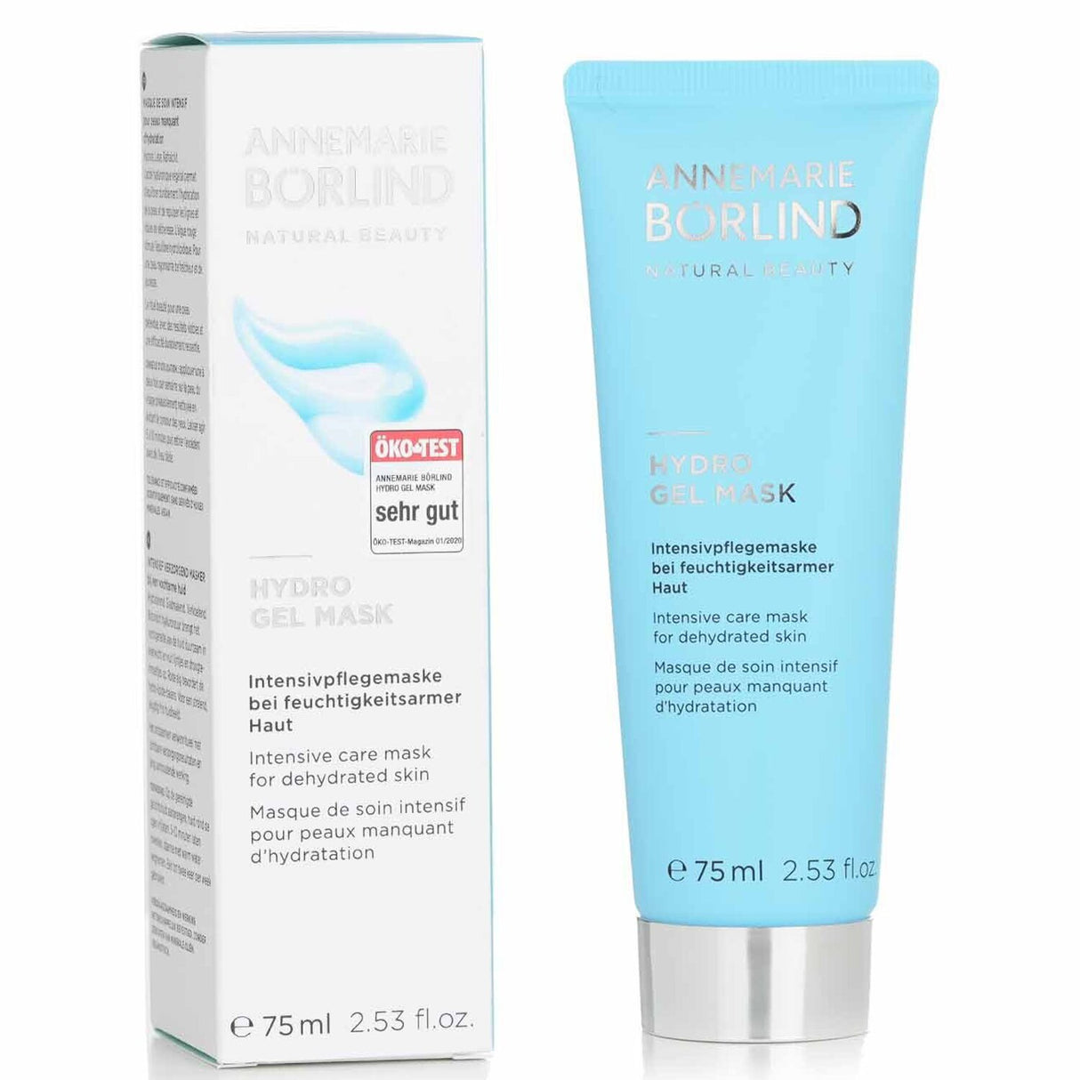 Hydrating Annemarie Borlind Hydro Gel Mask with botanical Hyaluronic Acid and red algae for smooth, youthful skin.