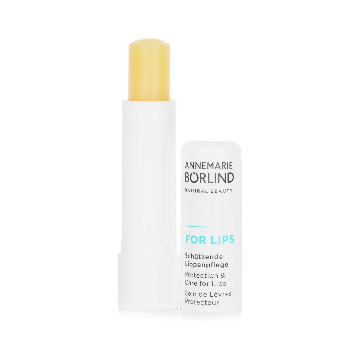 Annemarie Borlind lip balm for dry lips, enriched with shea butter and castor oil for nourishing protection and hydration.