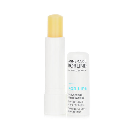 Annemarie Borlind lip balm for dry lips, enriched with shea butter and castor oil for nourishing protection and hydration.