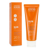 Lightweight Annemarie Borlind Sun Fluid SPF 20, coral-friendly, water-resistant, vegan formula for medium sun protection.