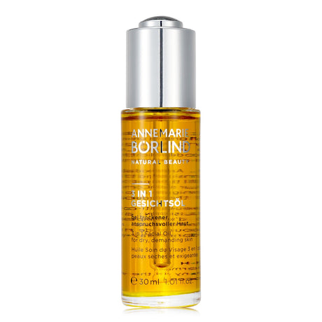 Luxury 3-in-1 facial oil for dry skin, rich in antioxidants and nourishing oils, protecting against blue light radiation.
