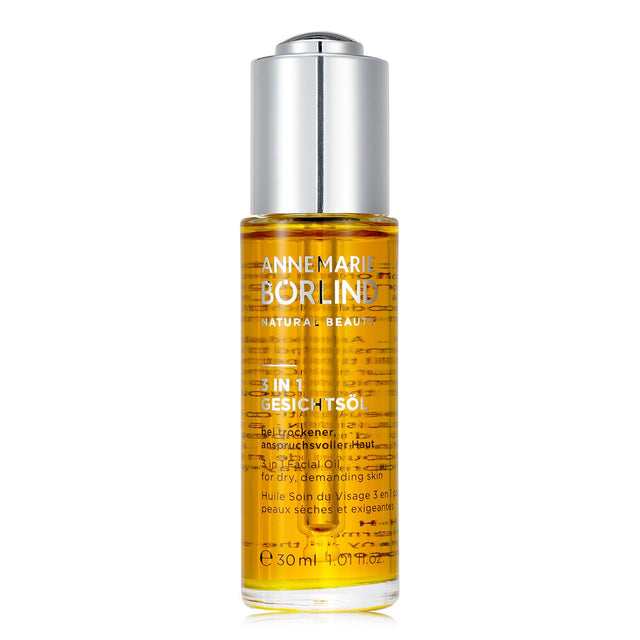 Luxury 3-in-1 facial oil for dry skin, rich in antioxidants and nourishing oils, protecting against blue light radiation.