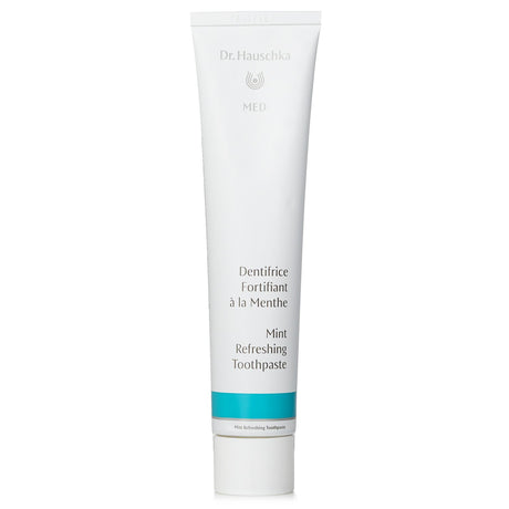 Dr. Hauschka Med Mint Refreshing Toothpaste, 75ml, provides natural oral care with mint for fresh breath and cavity protection.