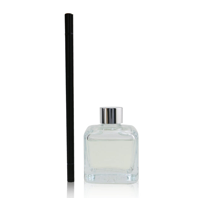 Elegant glass cube diffuser in Hibiscus Love scent, featuring engineered polymer sticks for optimal fragrance diffusion.