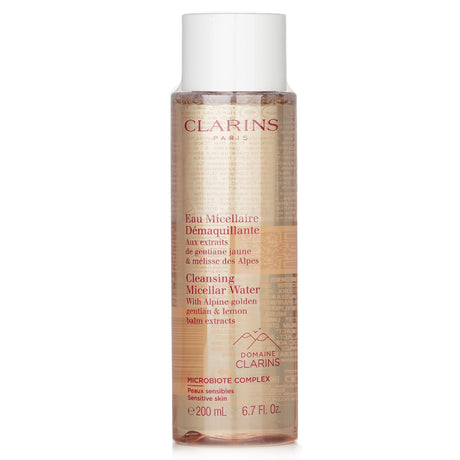 Cleansing micellar water with Alpine herbs, gentle for all skin types, effectively removes makeup and impurities.