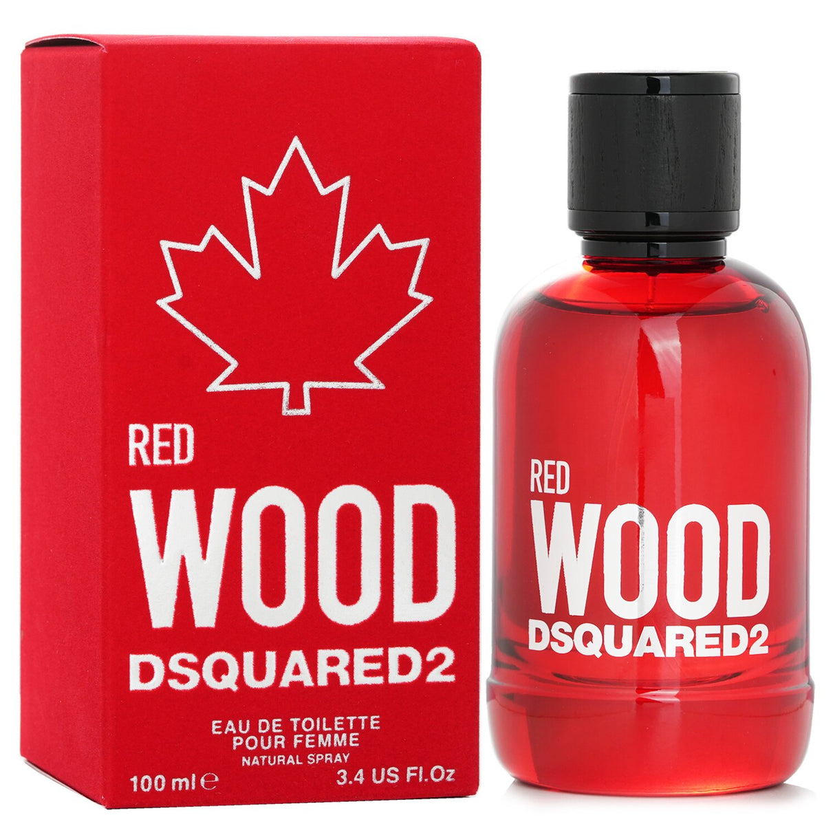 Dsquared2 Red Wood Eau De Toilette Spray in a 100ml bottle, featuring a vibrant floral fruity scent with fresh and sweet notes.