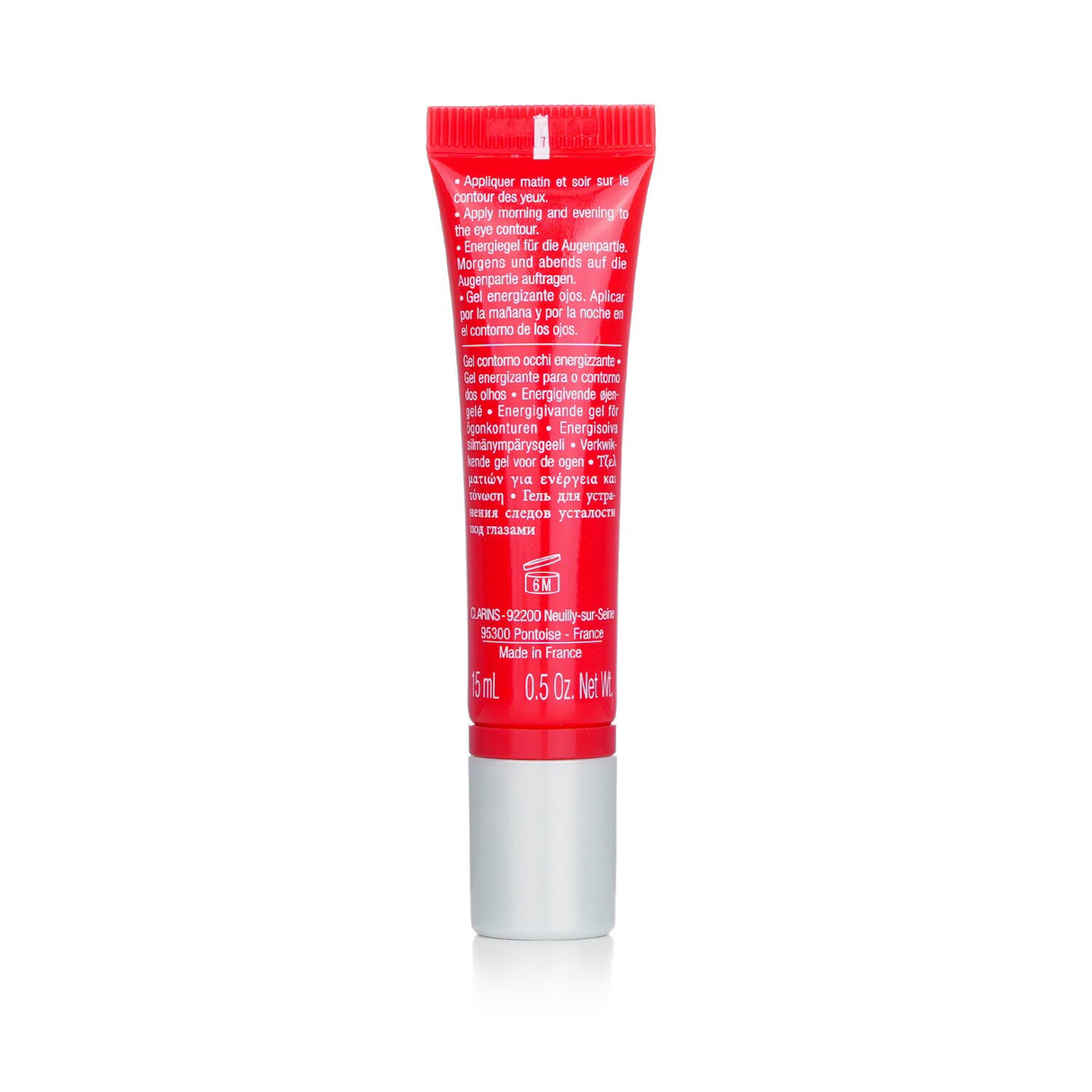 Clarins Men Energizing Eye Gel in a 15ml roll-on, featuring cooling tri-ball applicator for puffiness and dark circle relief.