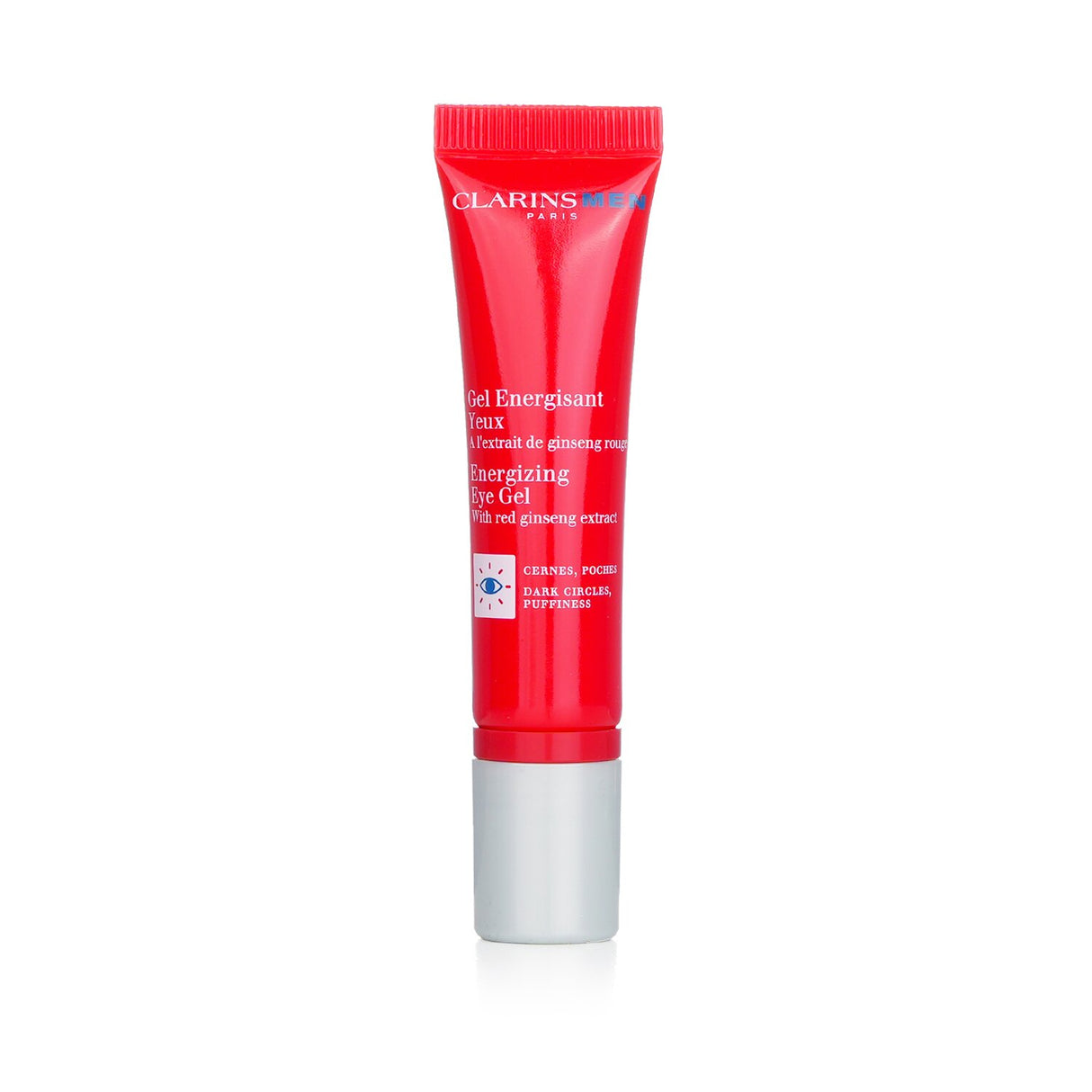 Clarins Men Energizing Eye Gel in a 15ml roll-on, revitalizes tired eyes with Red Ginseng and hydrates with Organic Houseleek.