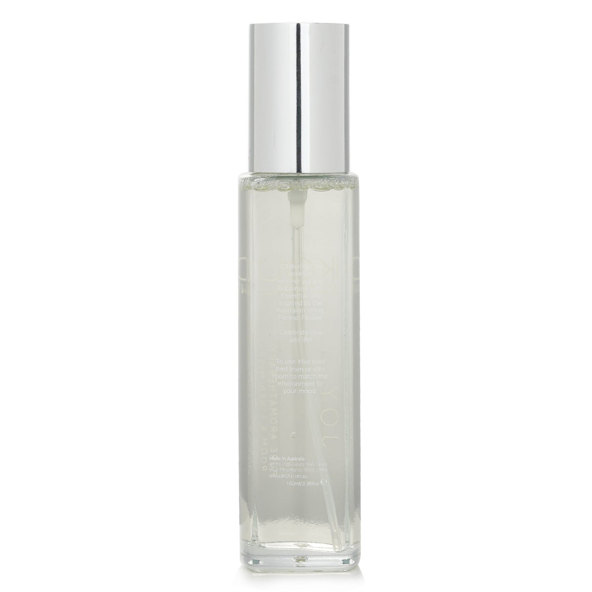 A 100ml room and linen mist with the soothing scent of Australian White Flannel Flower, perfect for relaxation and mood enhancement.