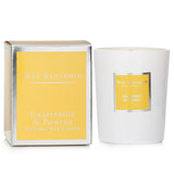 Max Benjamin Grapefruit & Pomelo Candle in a glass jar, eco-friendly soy wax, vibrant citrus scent, 40-hour burn time.