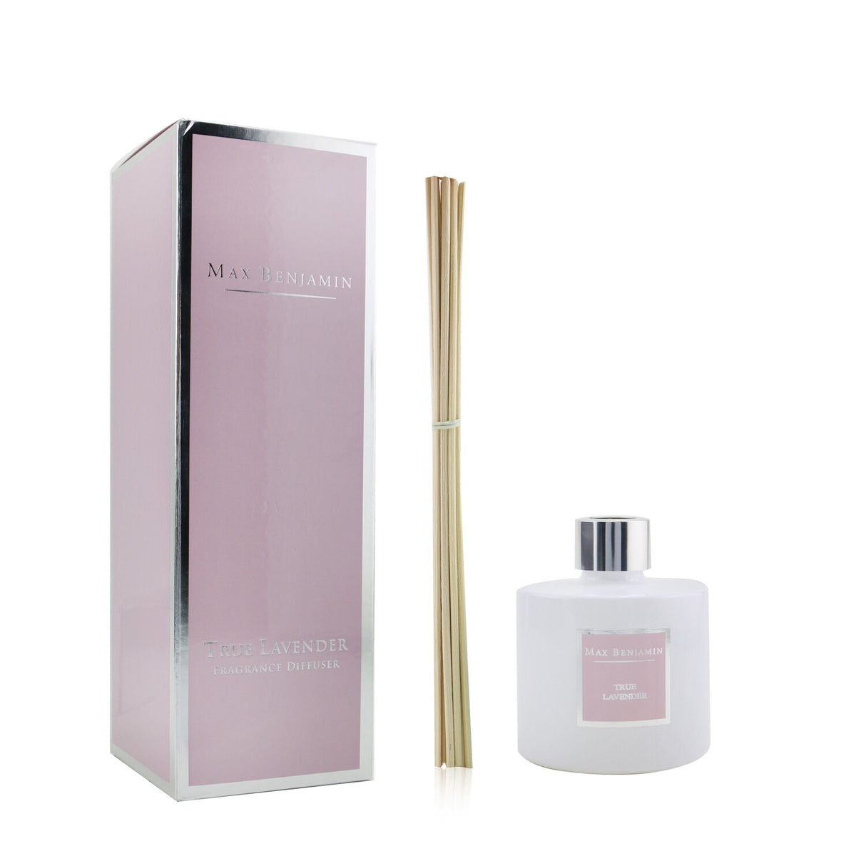 Elegant 150ml lavender diffuser, alcohol-free, soothing aroma for relaxation, stylish decor piece lasting over four months.