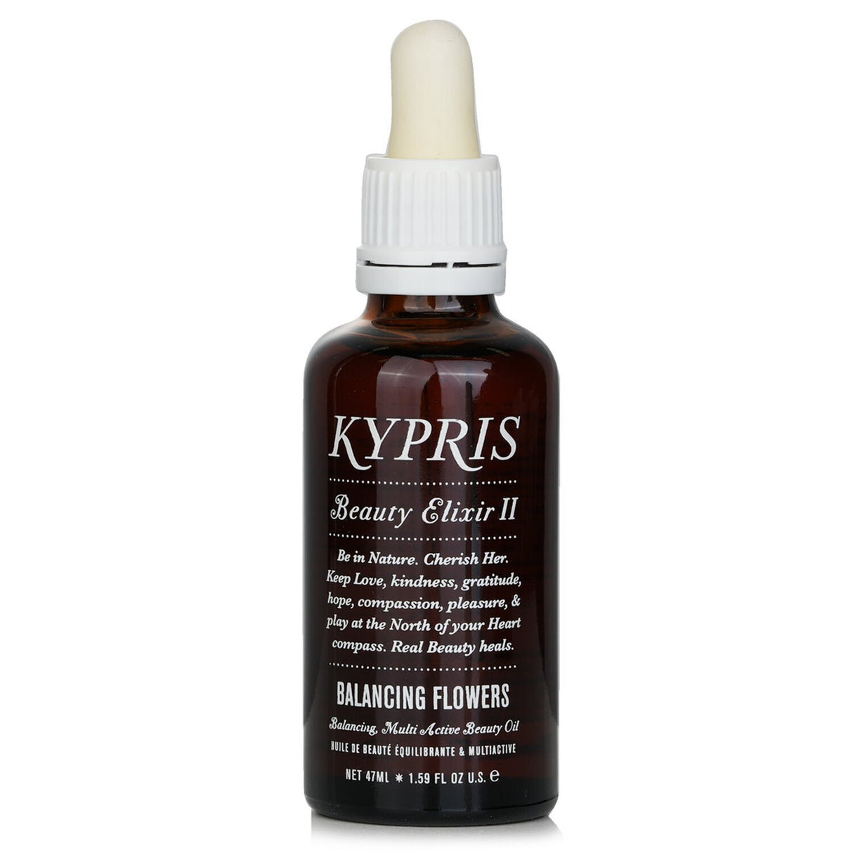Luxurious 47ml balancing beauty oil with jasmine, rose geranium, and patchouli, perfect for oily and combination skin.