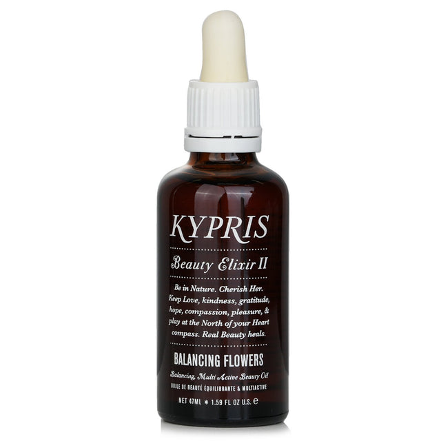 Luxurious 47ml balancing beauty oil with jasmine, rose geranium, and patchouli, perfect for oily and combination skin.