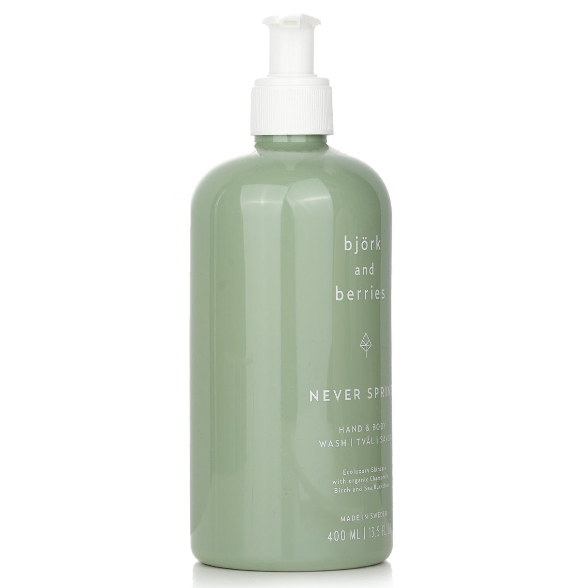 Luxurious Bjork & Berries Never Spring Hand & Body Wash, 400ml, with organic ingredients for gentle cleansing and hydration.