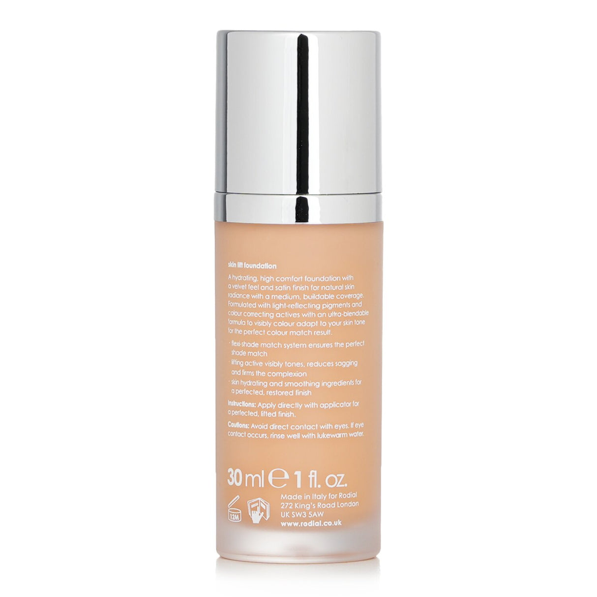 Rodial Skin Lift Foundation #20 Alabaster Creme in 30ml, hydrating, buildable coverage for a smooth, radiant complexion.