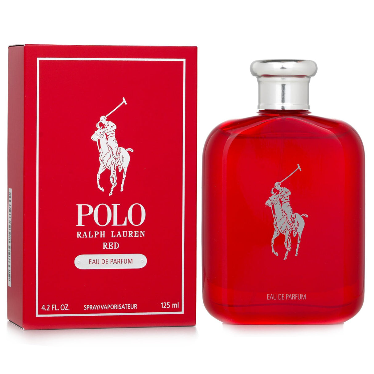 Ralph Lauren Polo Red Eau De Parfum Spray 125ml, a woody spicy fragrance for men, energizes with ginger, cranberry, and warm musk.