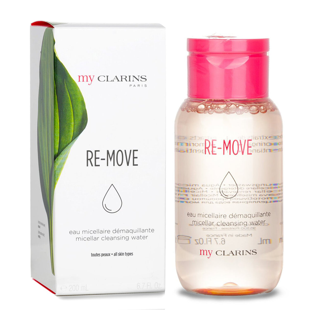 Micellar cleansing water in a 200ml bottle, infused with moringa and golden gentian for gentle makeup removal and skin detox.