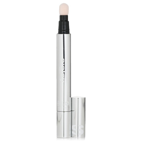 Clear highlighter pen with #5 Warm Almond shade, enhancing radiance and smoothing fine lines for a youthful glow.